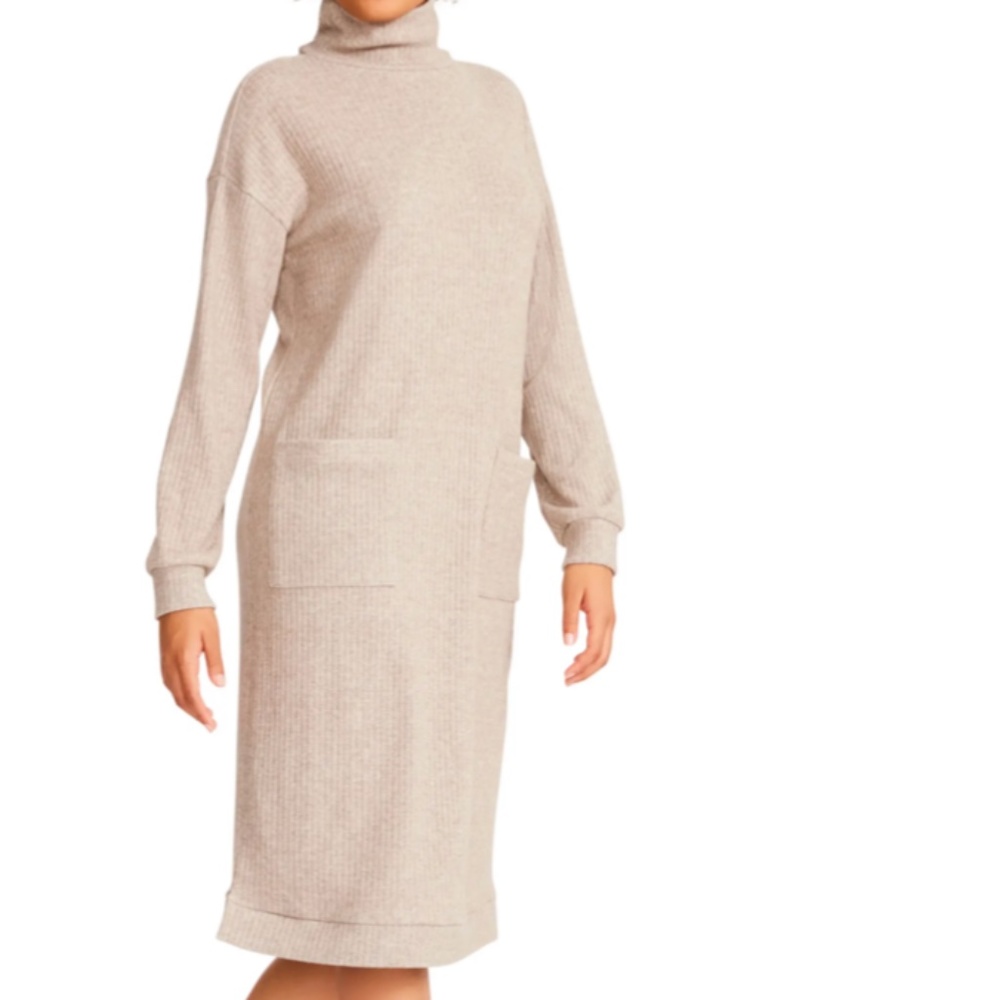 BB Dakota Steve Madden Gray Melt Mountain Mock Neck Sleeve Sweater Dress